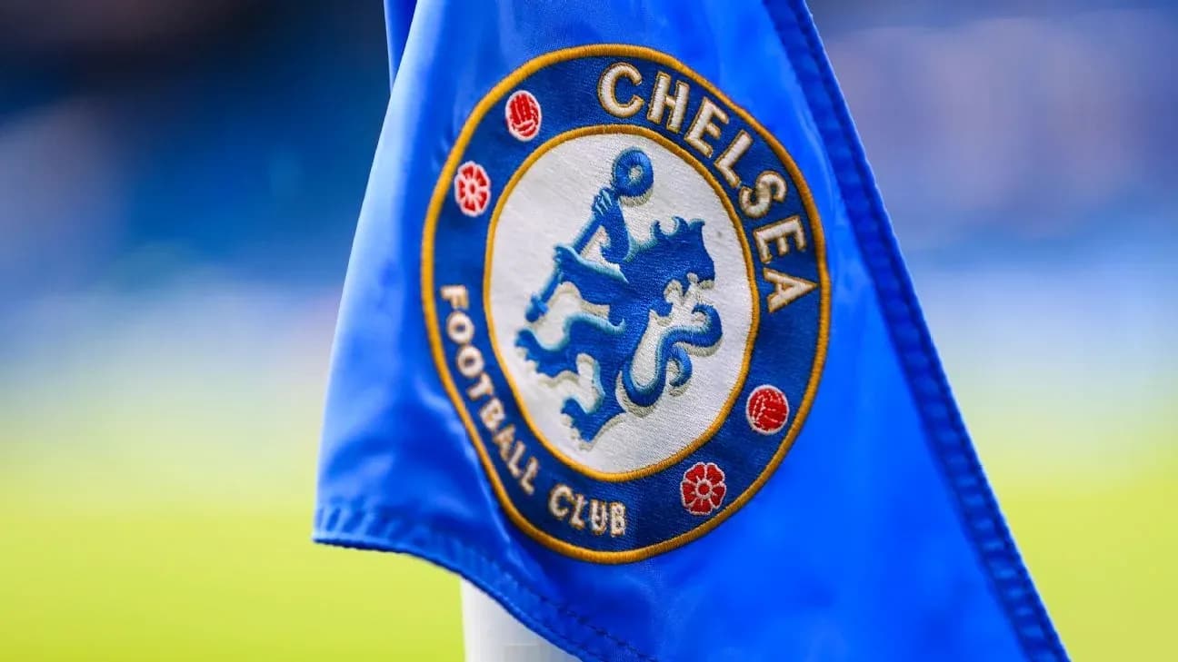 Chelsea Football Club corner flag with club logo Chelsea Football Club corner flag with club logo