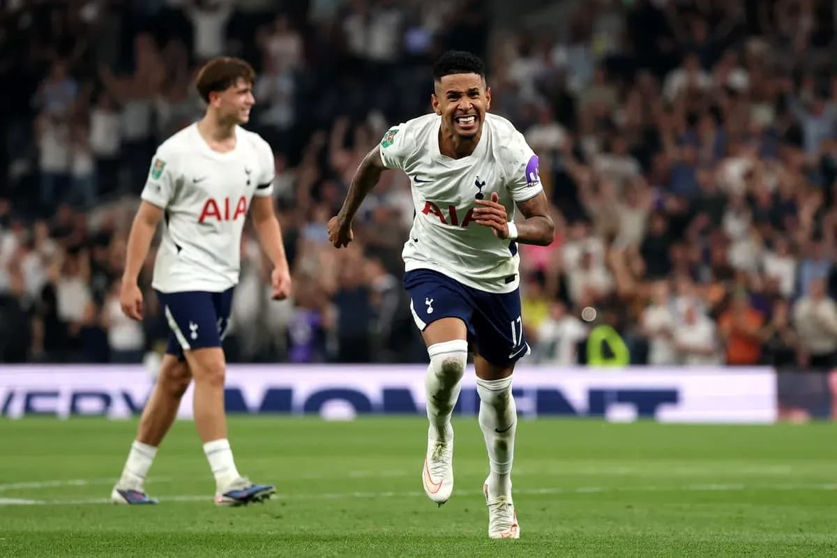 Tottenham players celebrating after scoring a goal Tottenham players celebrating after scoring a goal