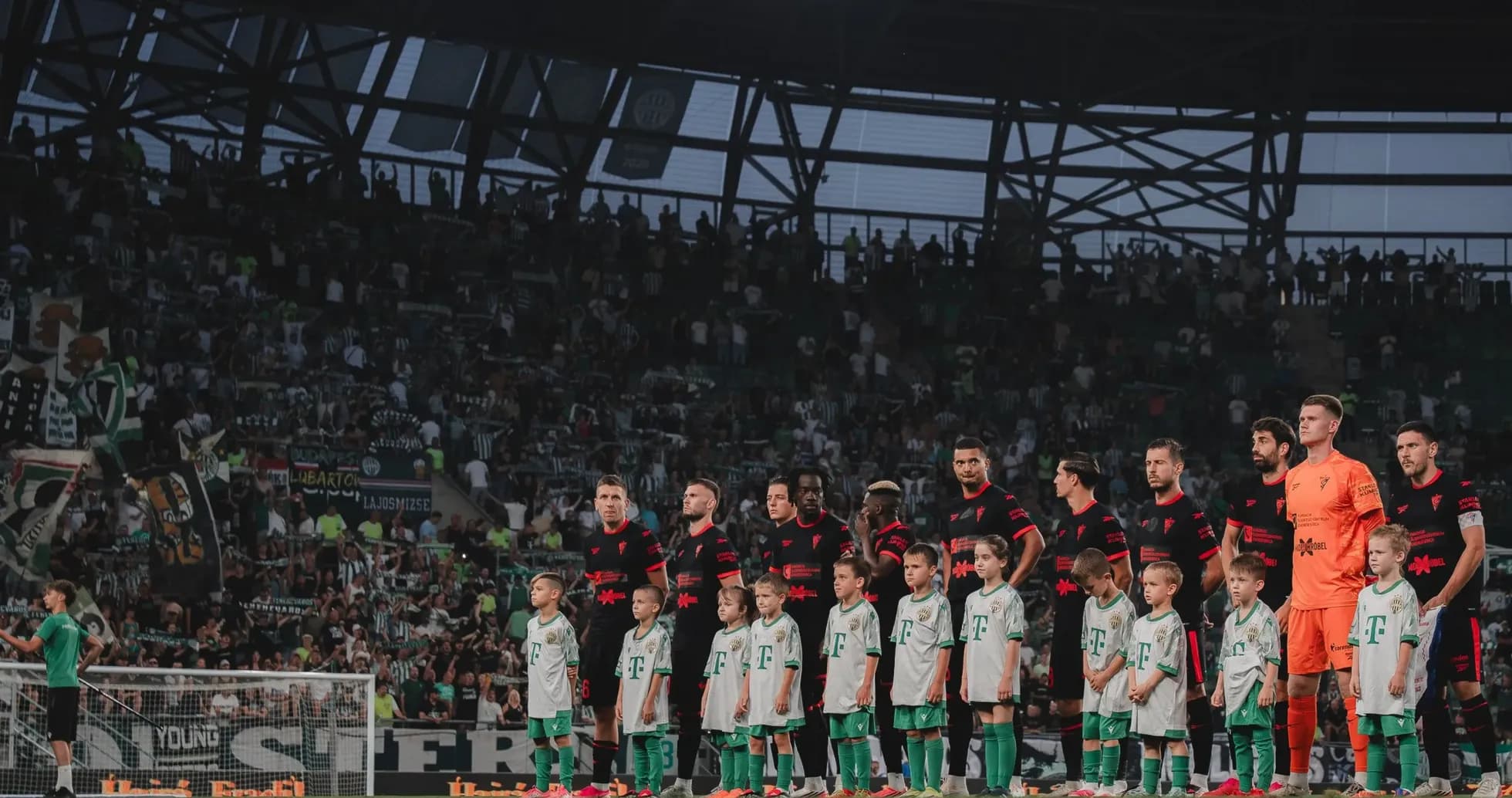 Teams lining up before UEFA Europa League match Teams lining up before UEFA Europa League match