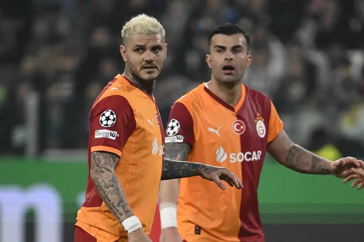Two Galatasaray players on the pitch during match Two Galatasaray players on the pitch during match