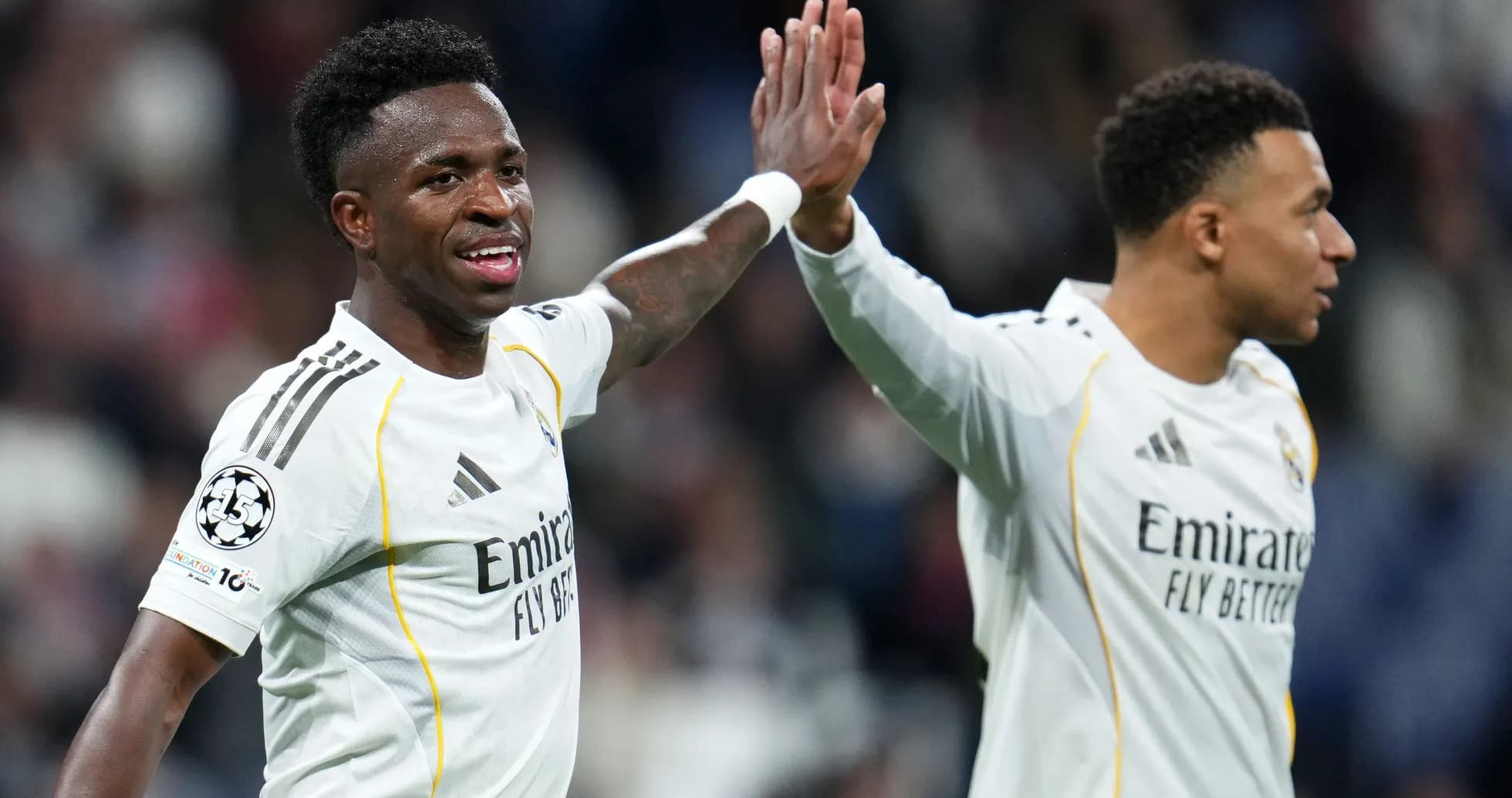 Vinícius Júnior and teammate celebrating a goal Vinícius Júnior and teammate celebrating a goal