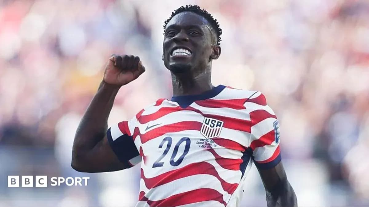 Player celebrating a goal in USA jersey Player celebrating a goal in USA jersey