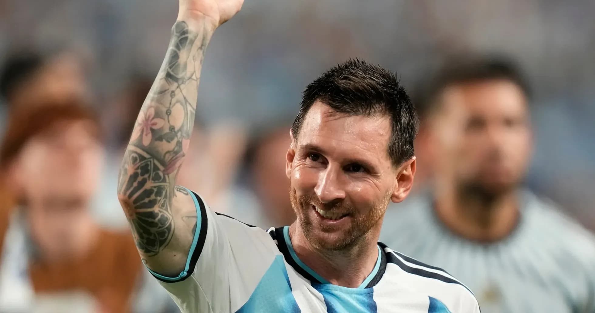 Lionel Messi celebrating after a match Lionel Messi celebrating after a match