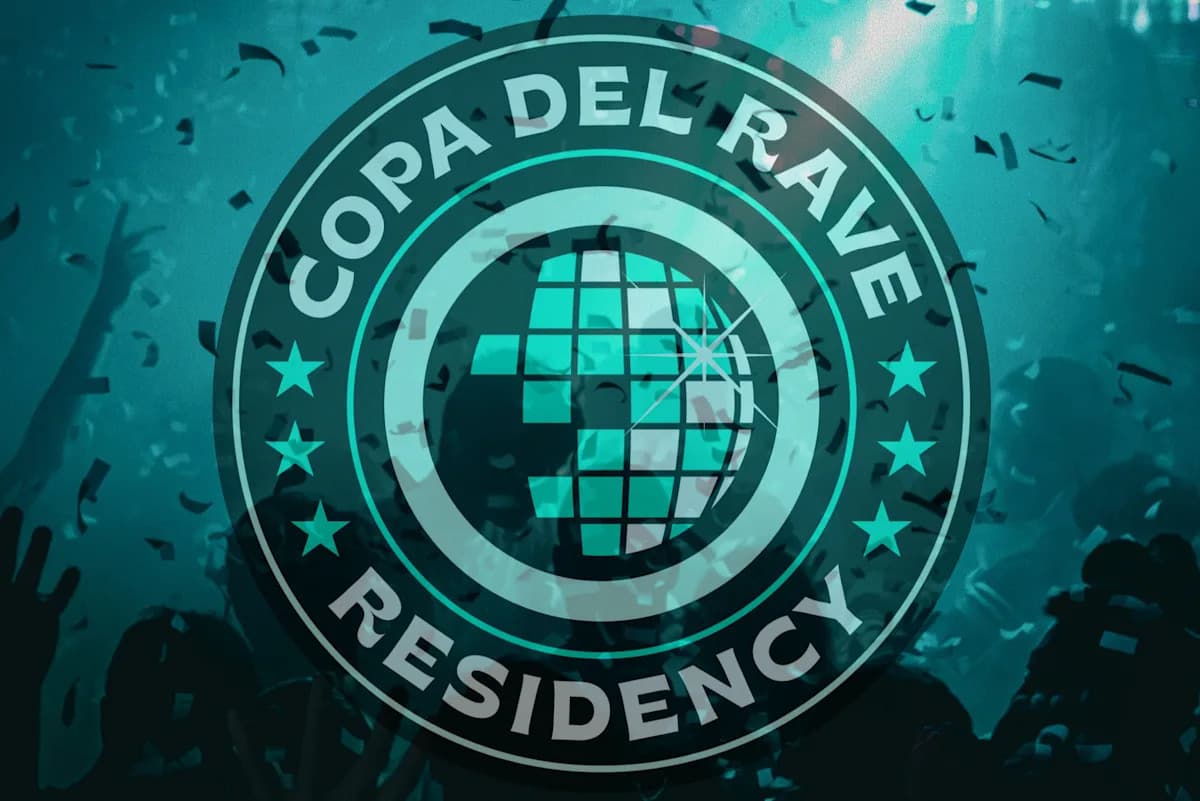 Copa del Rave Residency logo on a festive background Copa del Rave Residency logo on a festive background