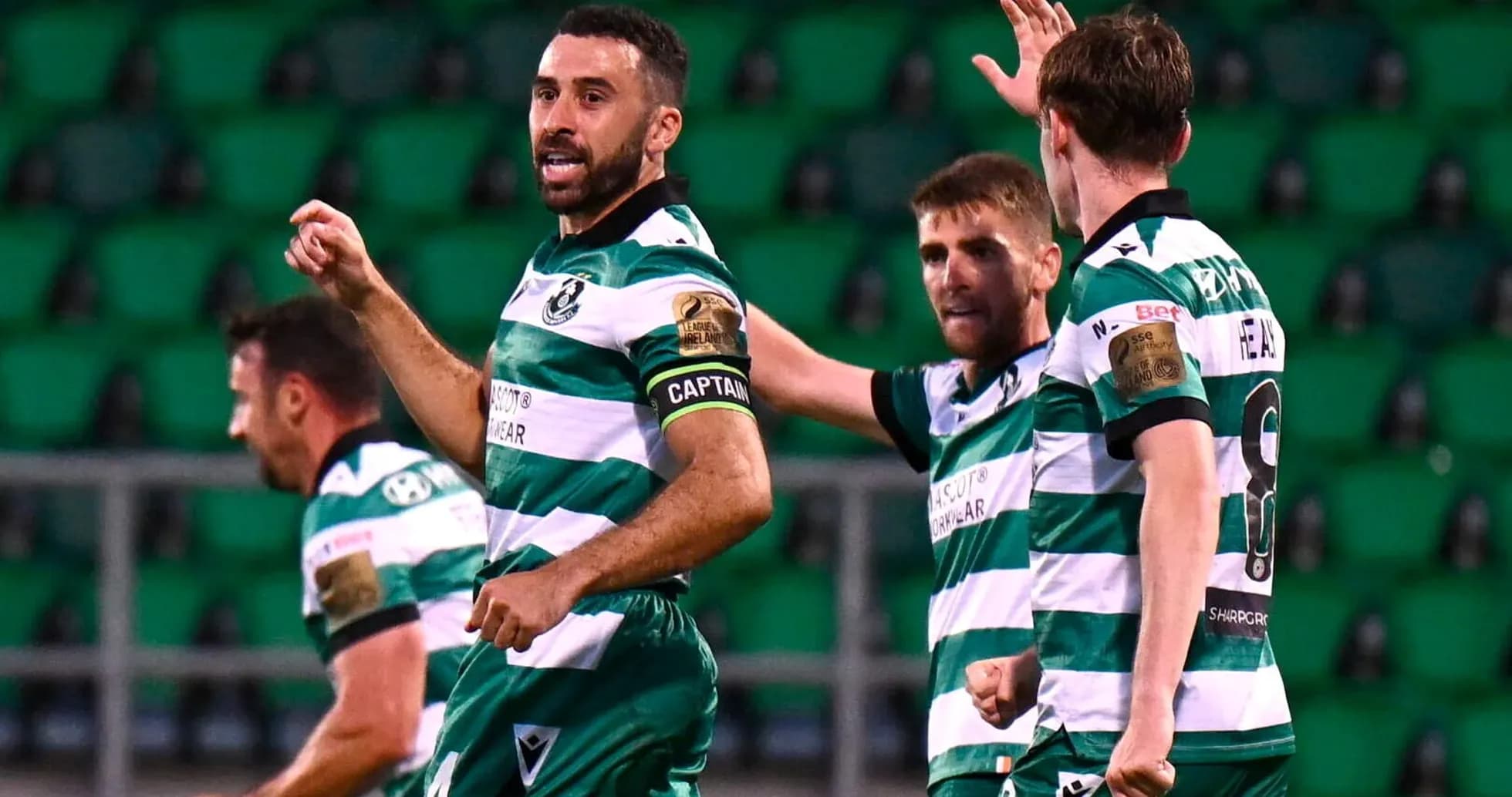 Shamrock Rovers celebrating during UEFA Europa League match Shamrock Rovers celebrating during UEFA Europa League match