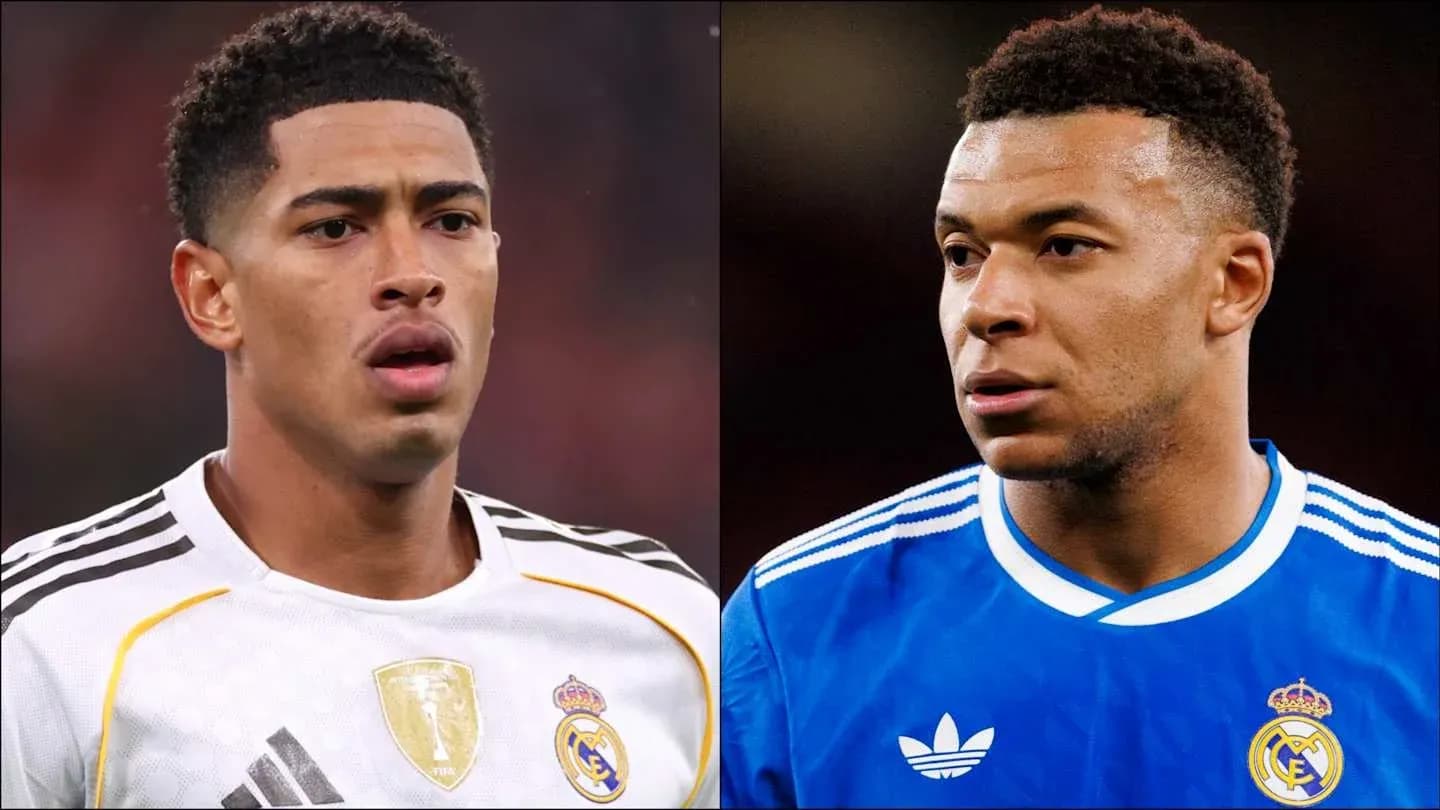 Two football players in Real Madrid jerseys Two football players in Real Madrid jerseys
