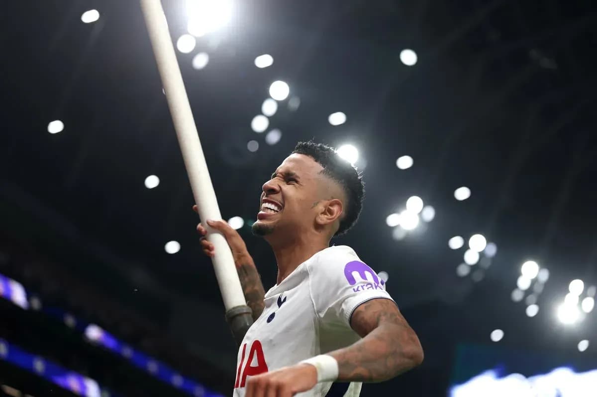 Player celebrating with a pole during match Player celebrating with a pole during match