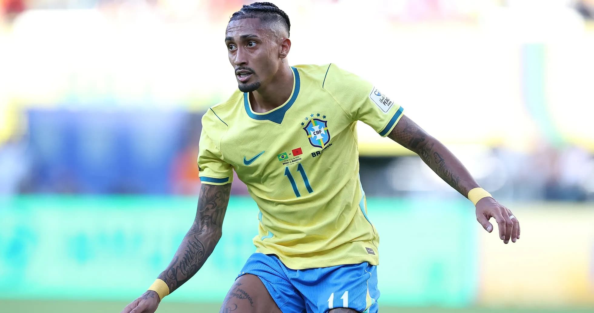 Brazilian player in yellow jersey during match Brazilian player in yellow jersey during match