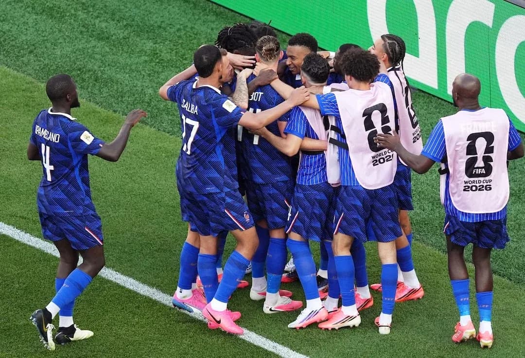 France players celebrating a goal during match France players celebrating a goal during match