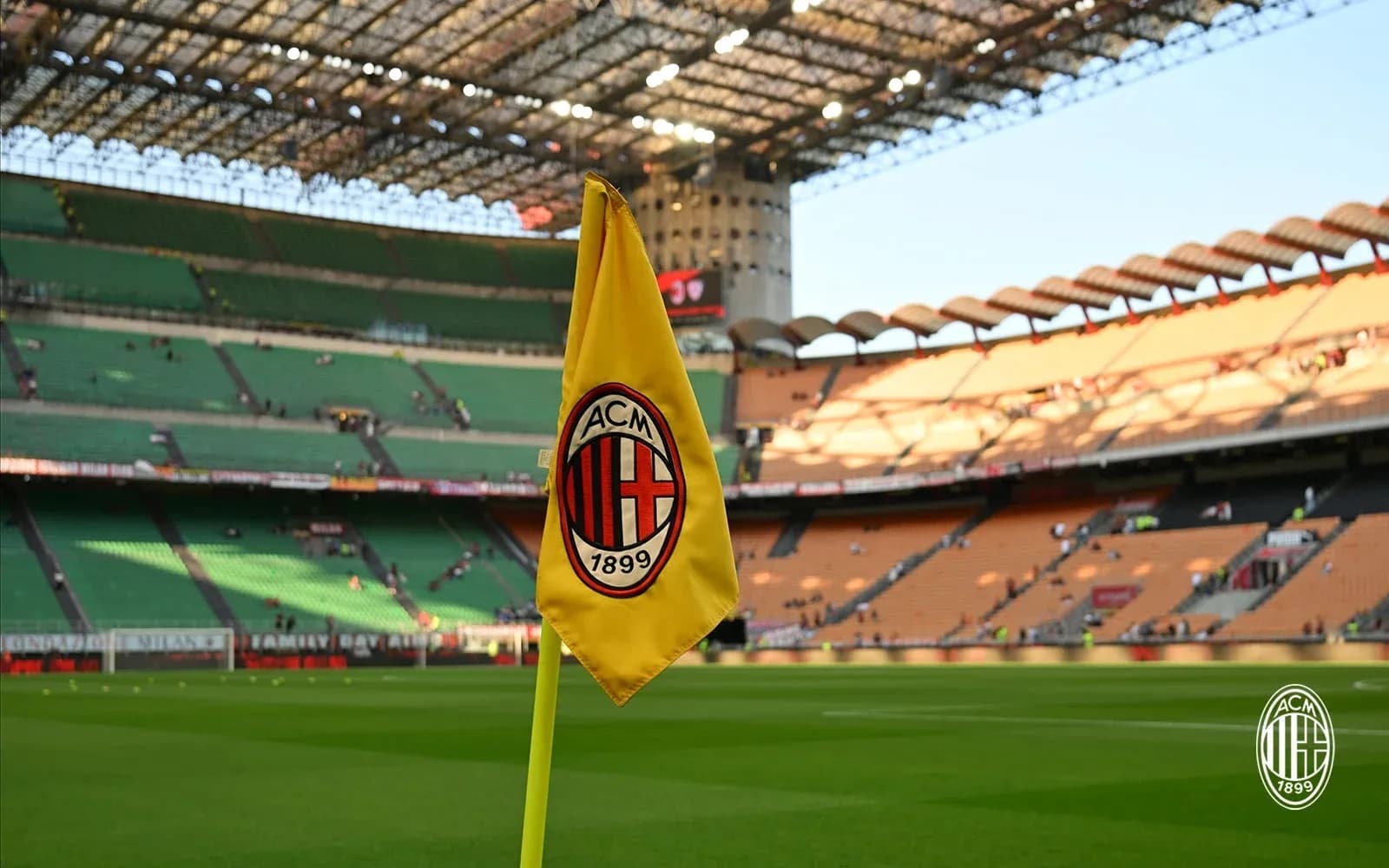 AC Milan corner flag in stadium before match AC Milan corner flag in stadium before match