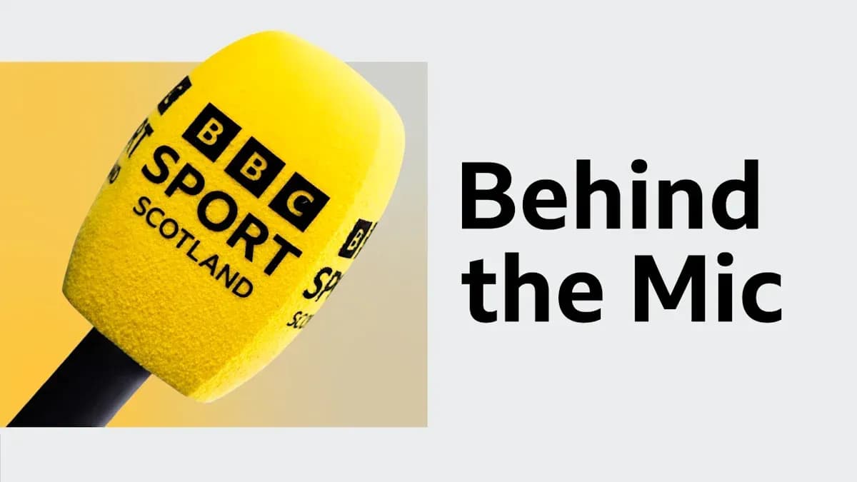 BBC Sport Scotland yellow microphone with text BBC Sport Scotland yellow microphone with text