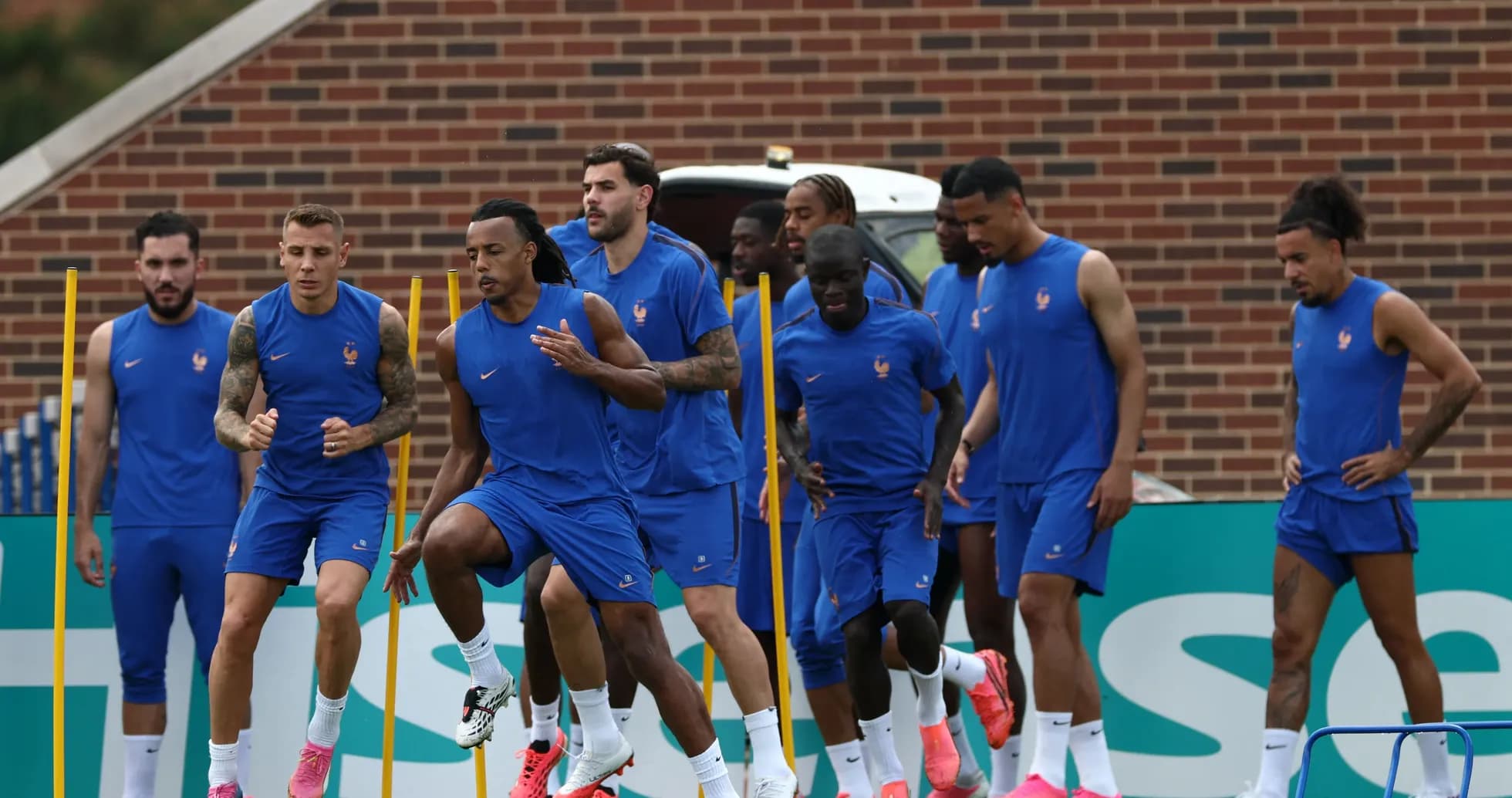 France team training session with players running drills France team training session with players running drills