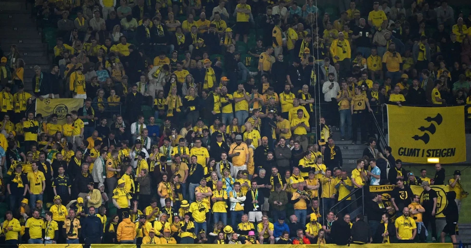 Bodo/Glimt fans cheering in stadium Bodo/Glimt fans cheering in stadium