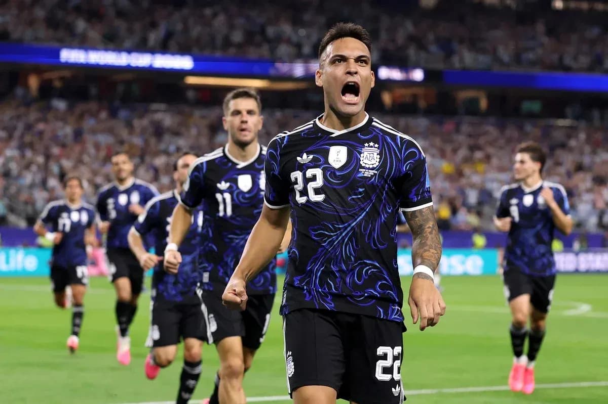 Argentina players celebrating a goal during match Argentina players celebrating a goal during match