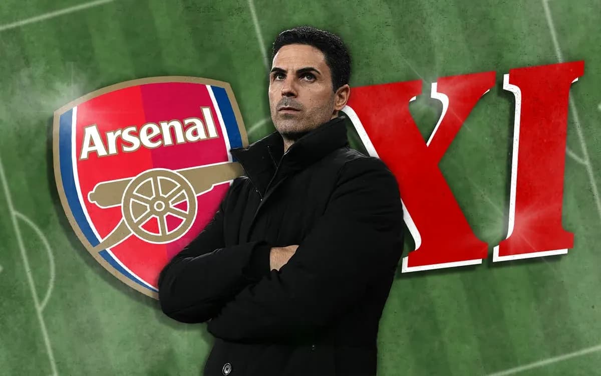 Arsenal manager with club logo and XI text Arsenal manager with club logo and XI text