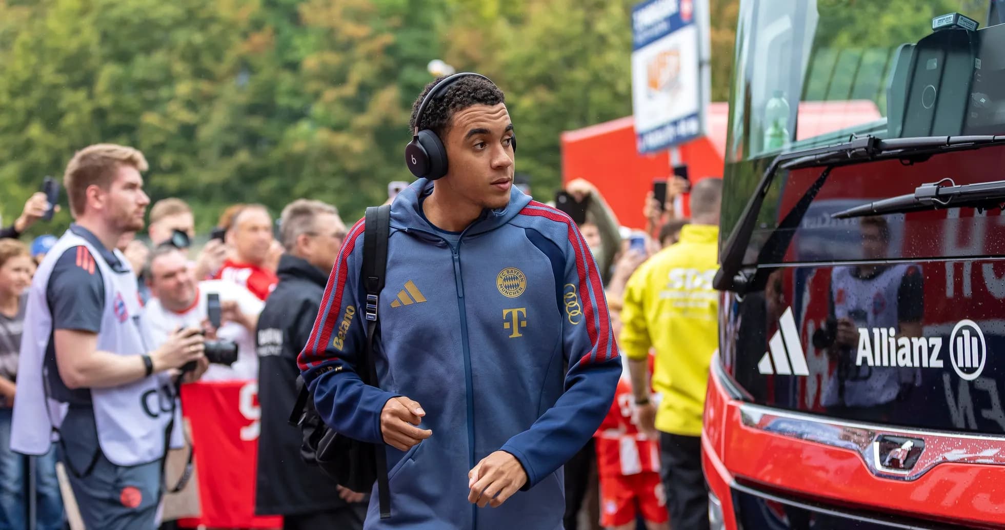 Bayern Munich player arriving at team bus Bayern Munich player arriving at team bus