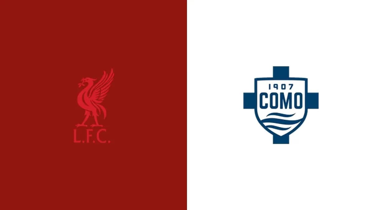Logos of Liverpool FC and Como 1907 Logos of Liverpool FC and Como 1907