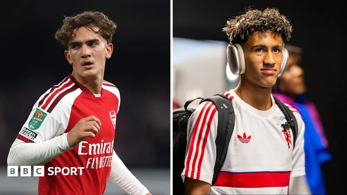 Two young football players in different settings Two young football players in different settings