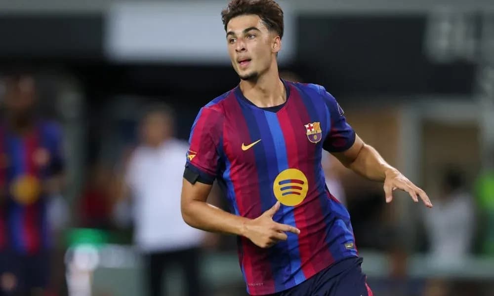 Player celebrating during match wearing Barcelona jersey Player celebrating during match wearing Barcelona jersey