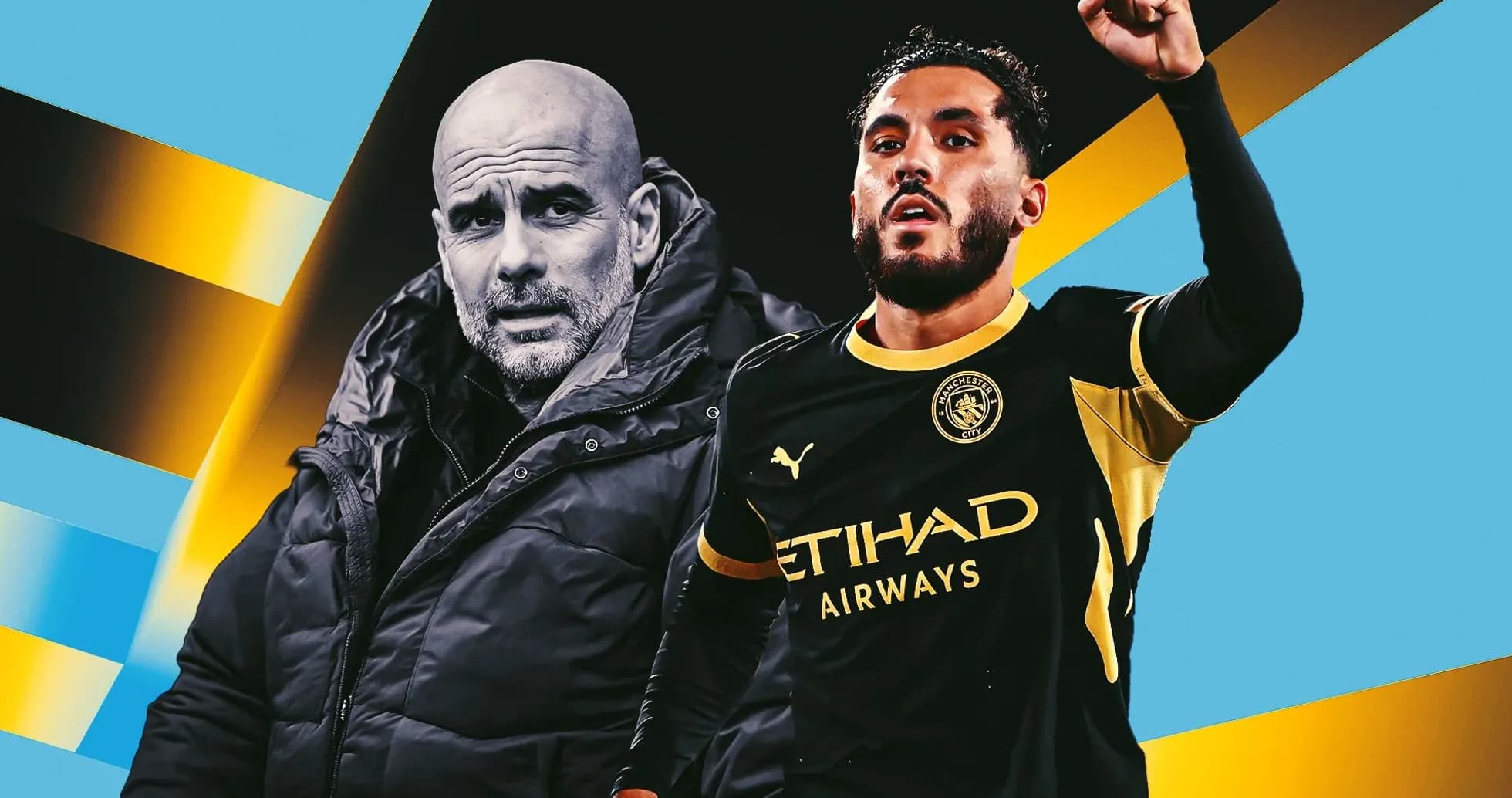 Manager and player celebrating during match graphics Manager and player celebrating during match graphics