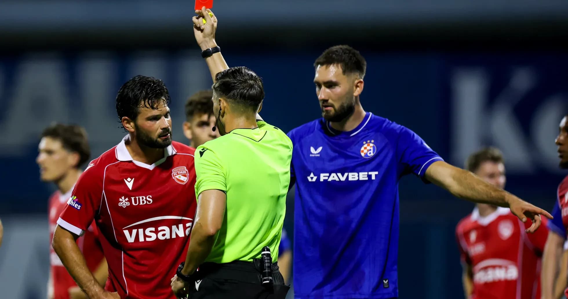 Referee shows red card during Dinamo Zagreb match Referee shows red card during Dinamo Zagreb match