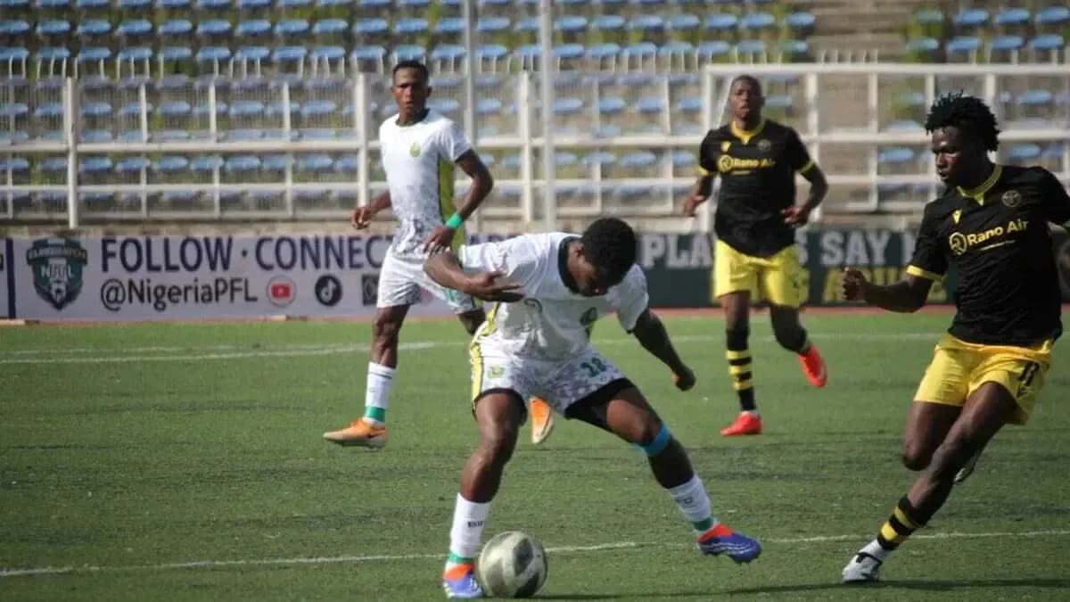 Players competing in NPFL match action Players competing in NPFL match action