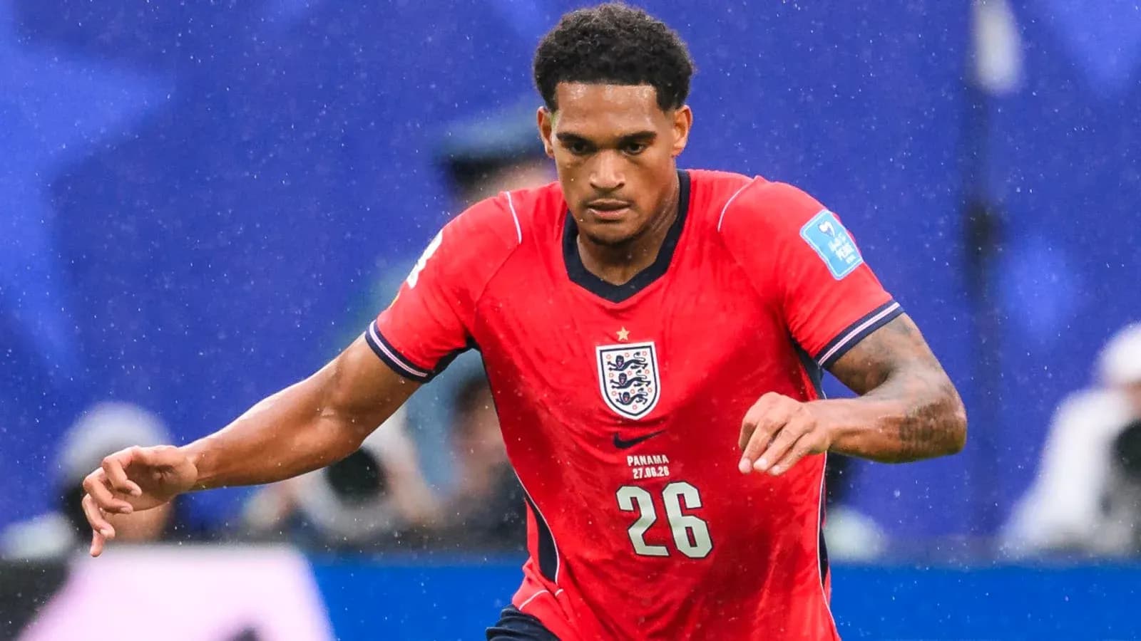 Player running during England football match Player running during England football match