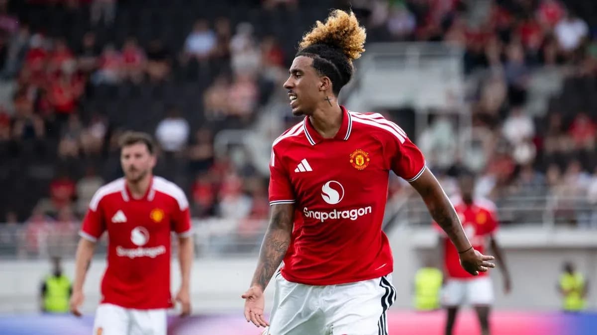 Player celebrating after scoring for Manchester United Player celebrating after scoring for Manchester United