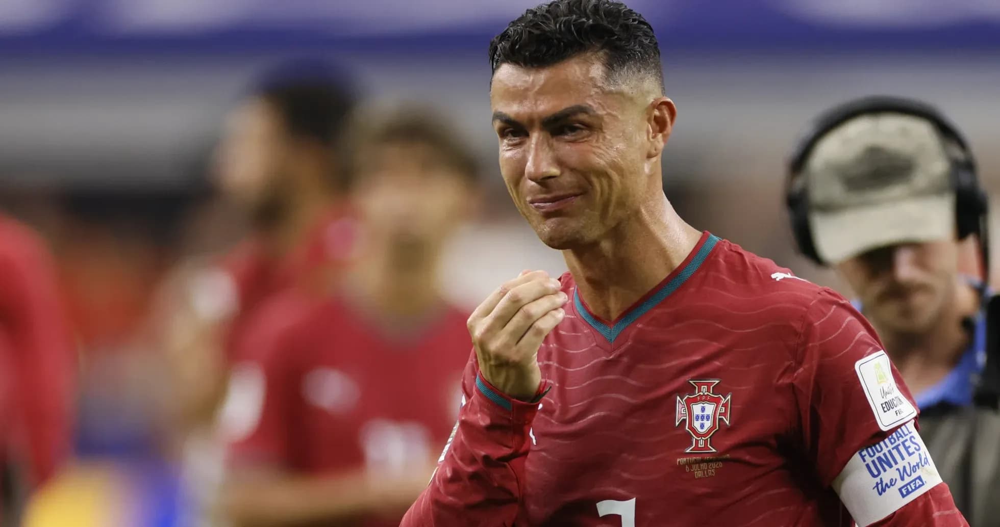 Cristiano Ronaldo in Portugal jersey on the field Cristiano Ronaldo in Portugal jersey on the field