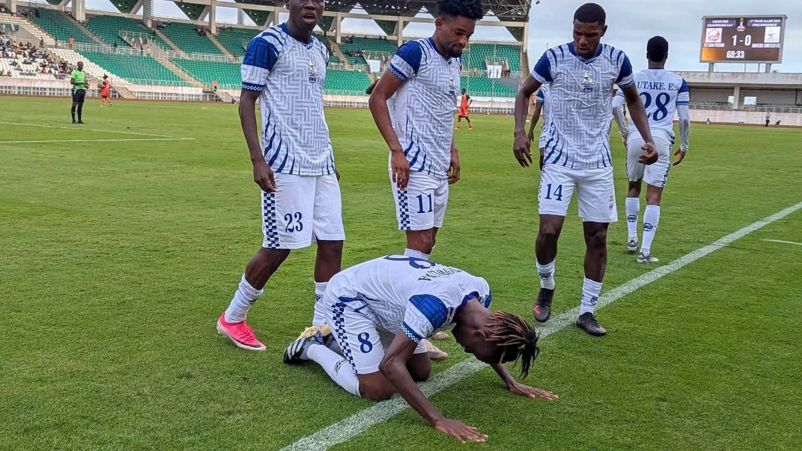 Players celebrating during Rivers United match Players celebrating during Rivers United match