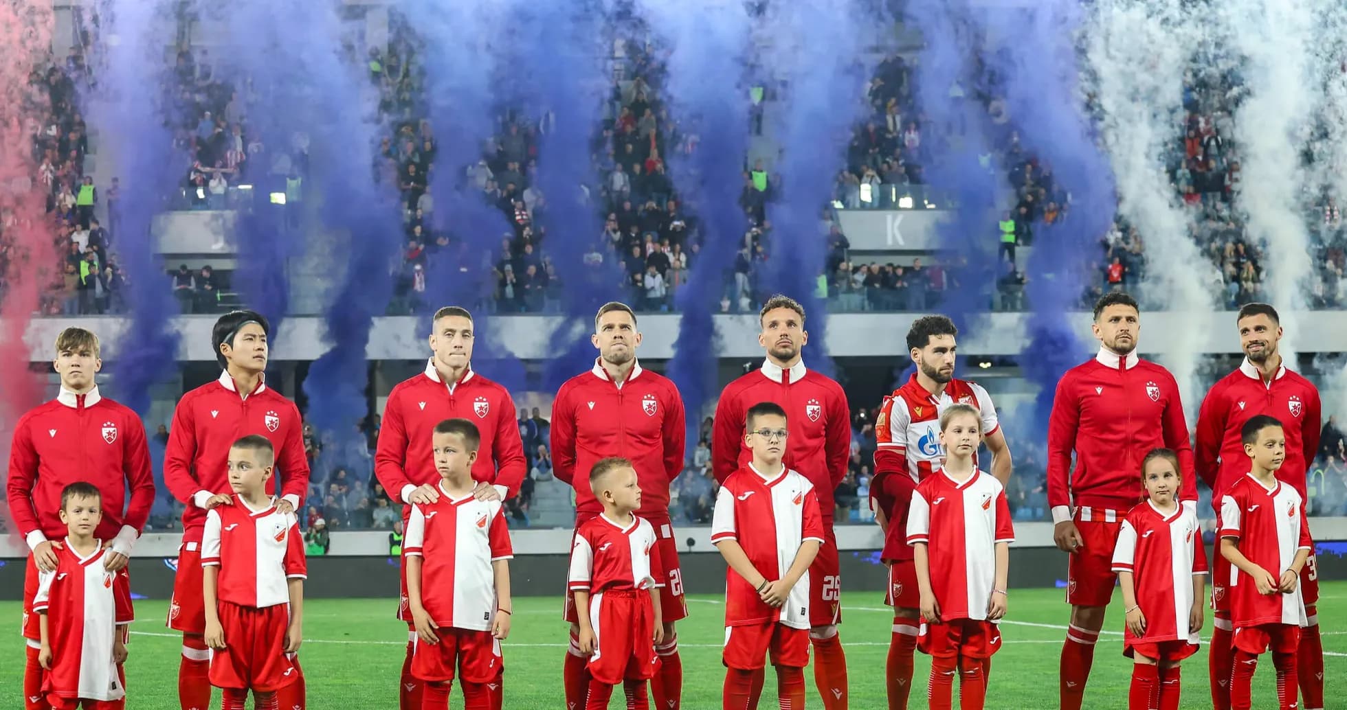 FK Crvena Zvezda players during match ceremony FK Crvena Zvezda players during match ceremony