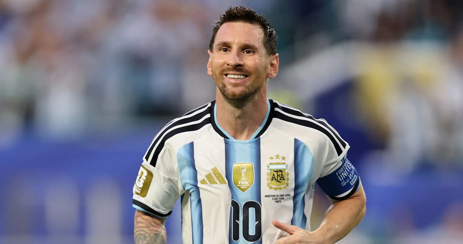Player celebrating during match in Argentina jersey Player celebrating during match in Argentina jersey