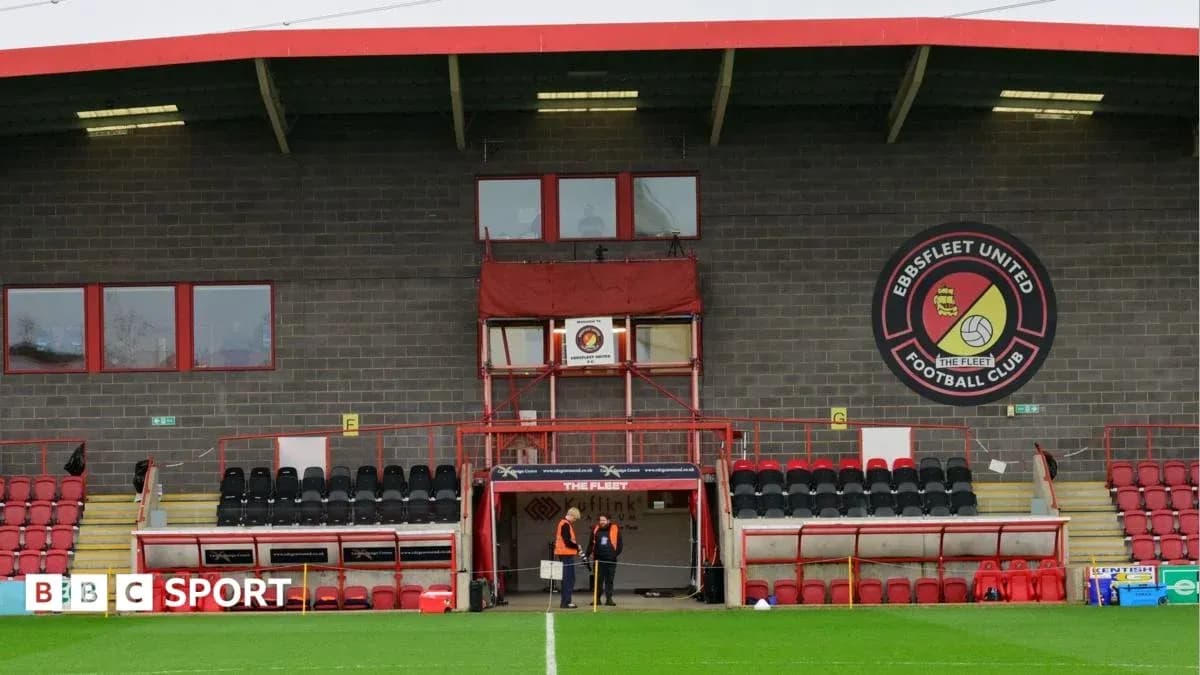 Ebbsfleet United stadium entrance with staff present Ebbsfleet United stadium entrance with staff present