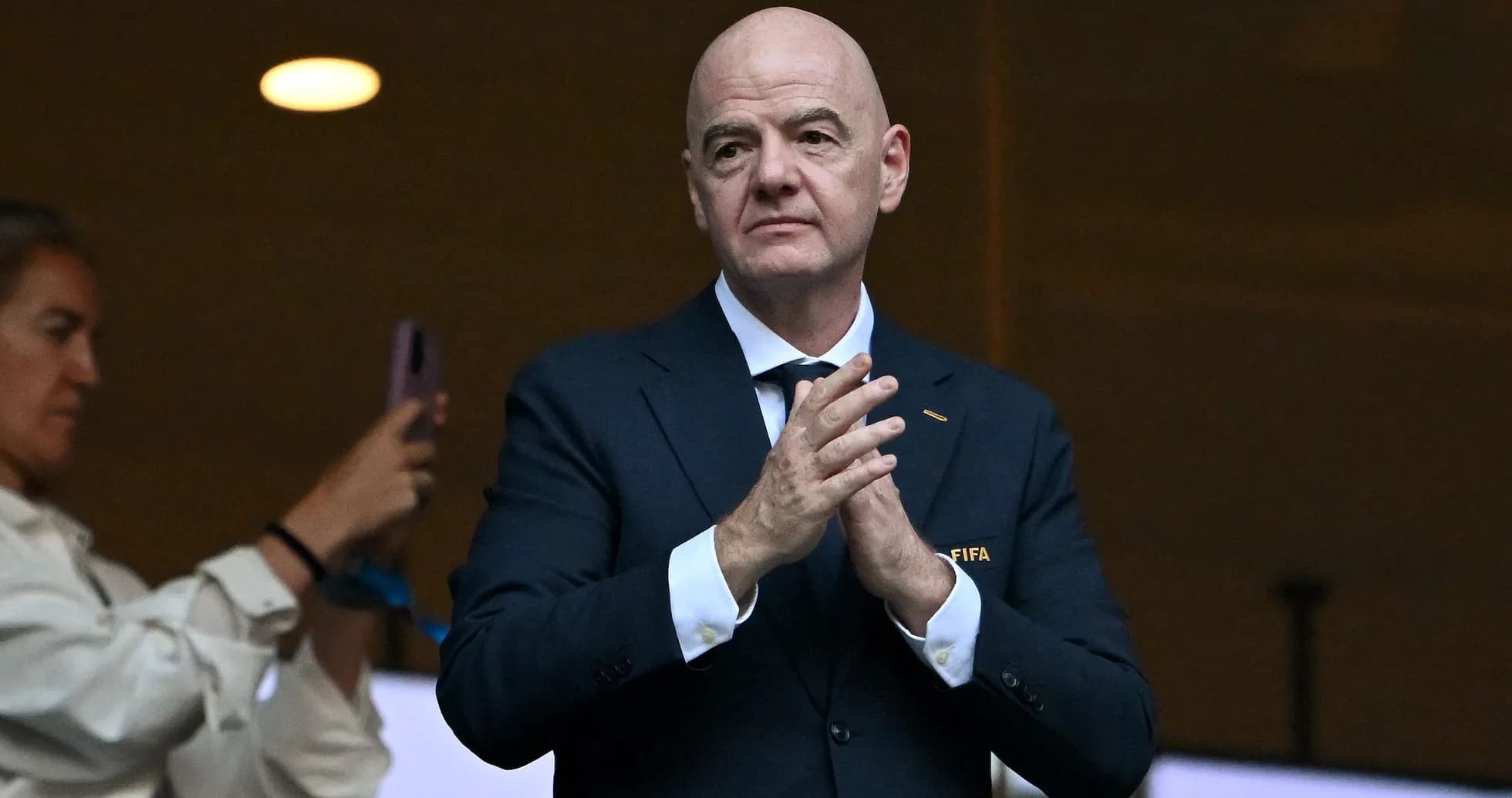 FIFA president Gianni Infantino clapping at event FIFA president Gianni Infantino clapping at event