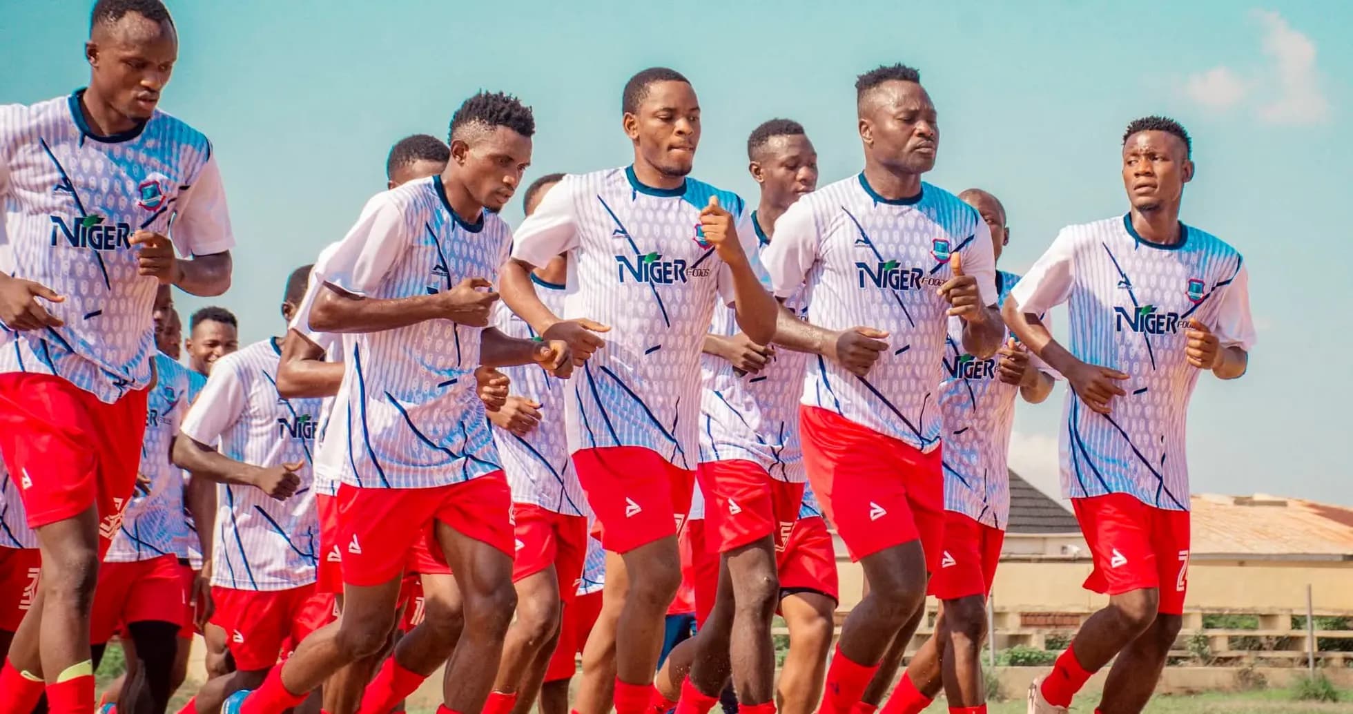 Niger Tornadoes players training on the field Niger Tornadoes players training on the field
