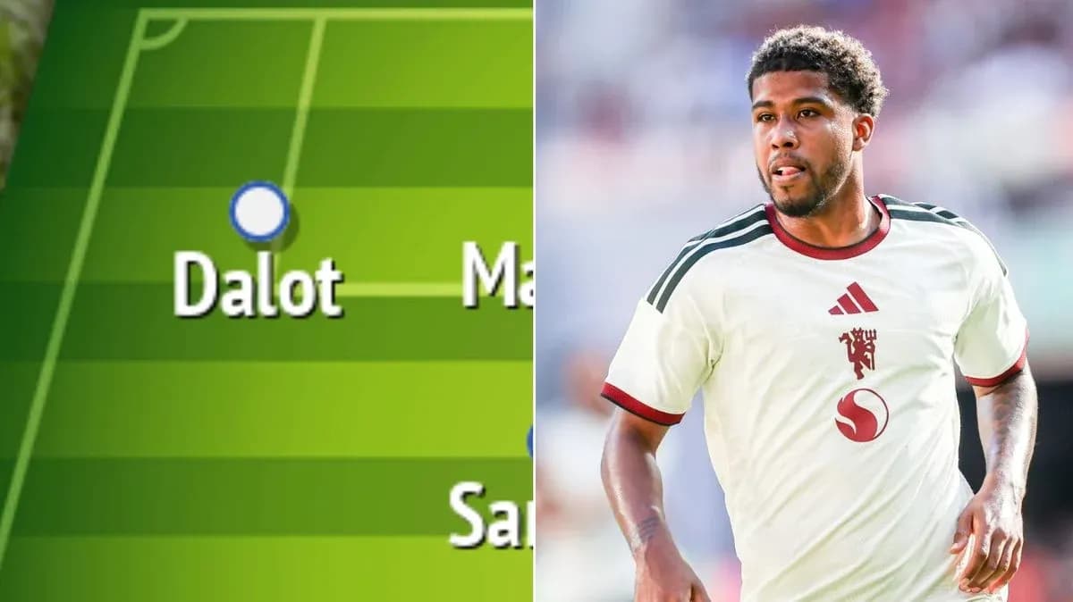 Dalot displayed on tactical board and during match Dalot displayed on tactical board and during match