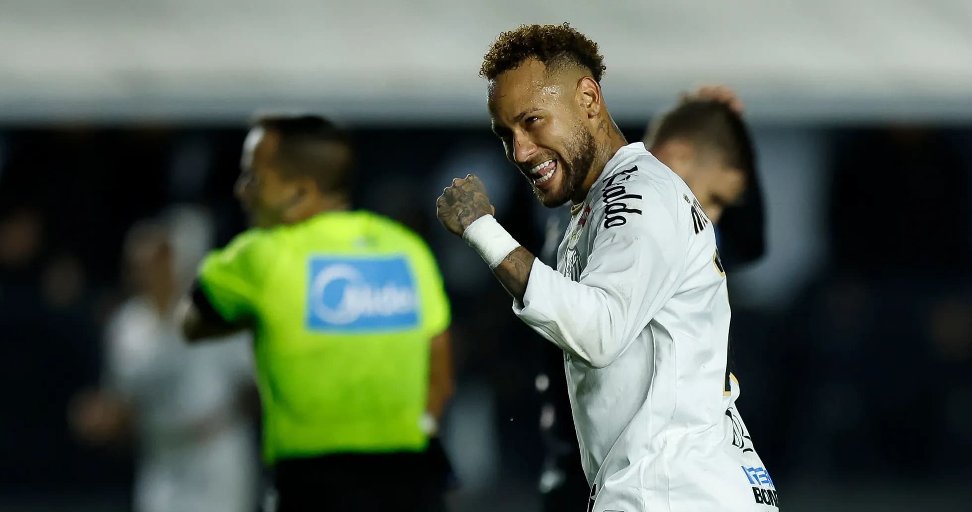 Neymar celebrating after scoring a goal during match Neymar celebrating after scoring a goal during match