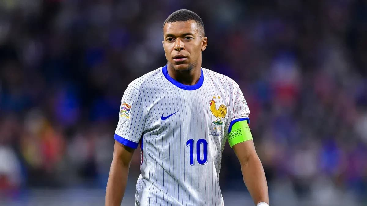 Kylian Mbappé wearing France national team kit Kylian Mbappé wearing France national team kit