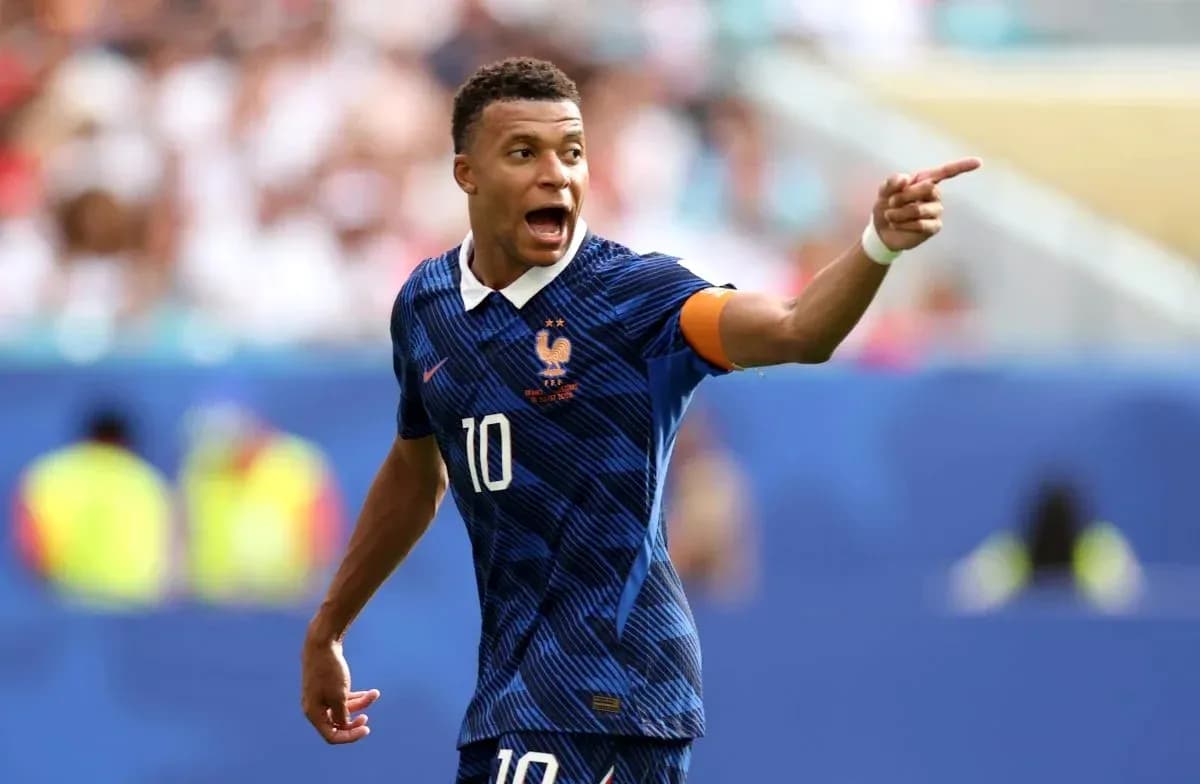 Player gesturing during match wearing France jersey Player gesturing during match wearing France jersey