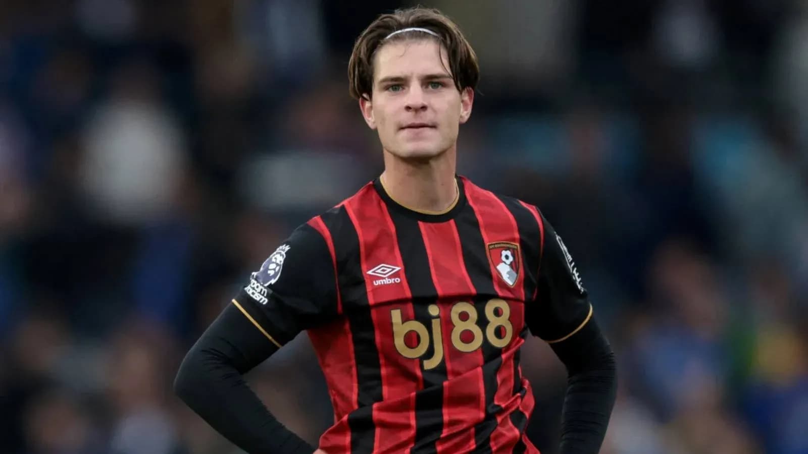 Player in Bournemouth kit on the field Player in Bournemouth kit on the field