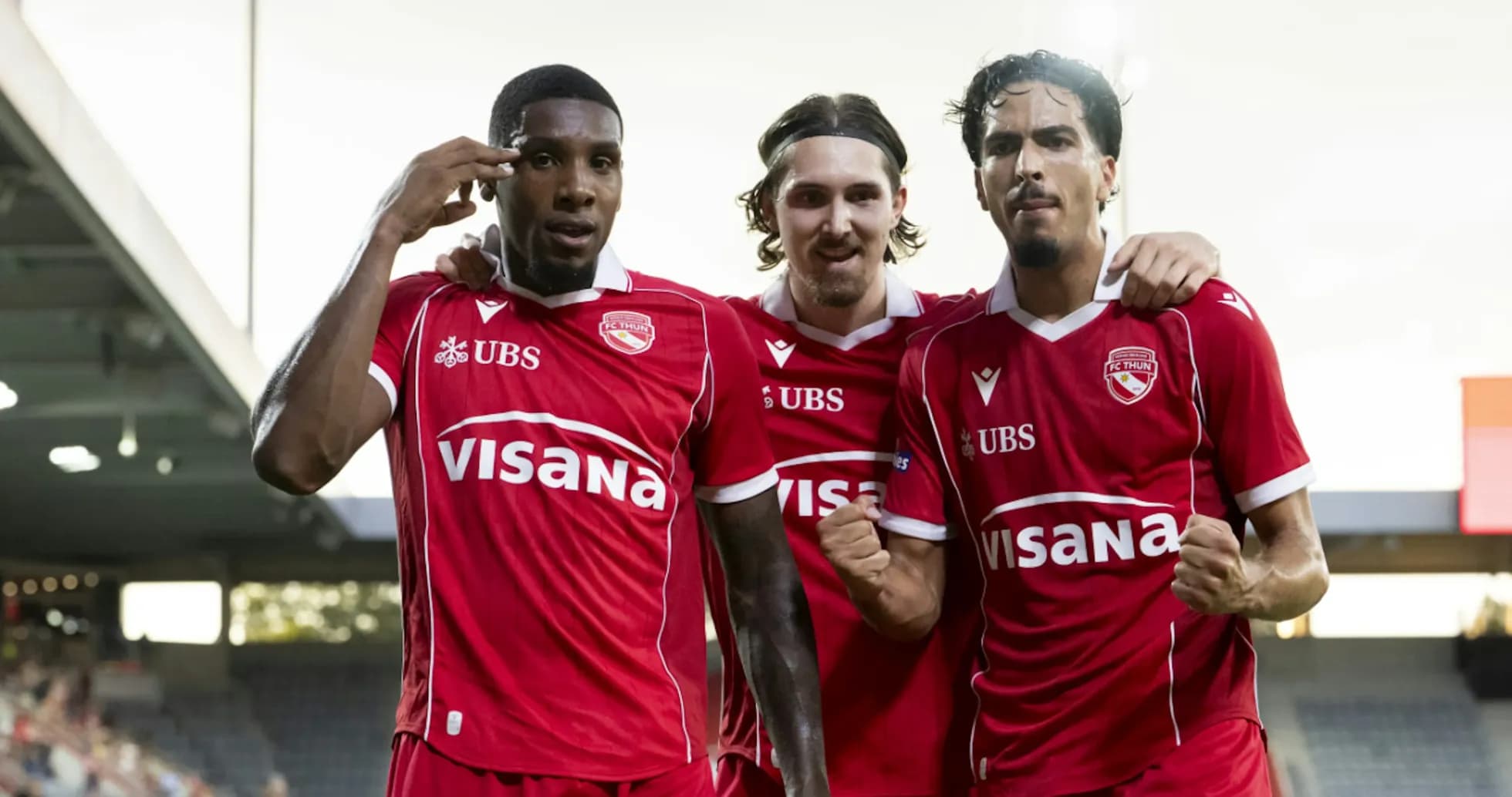 FC Thun players celebrating a goal FC Thun players celebrating a goal