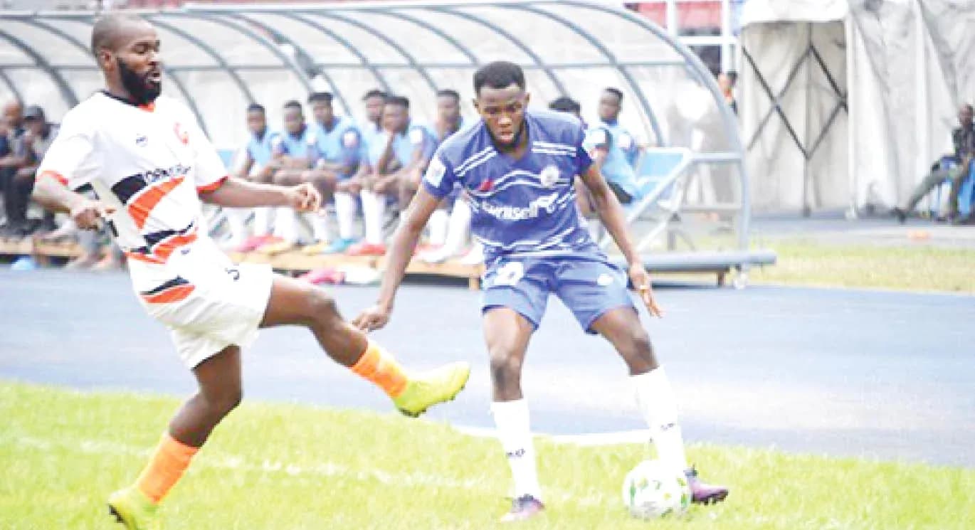 Players competing during Rivers United match Players competing during Rivers United match