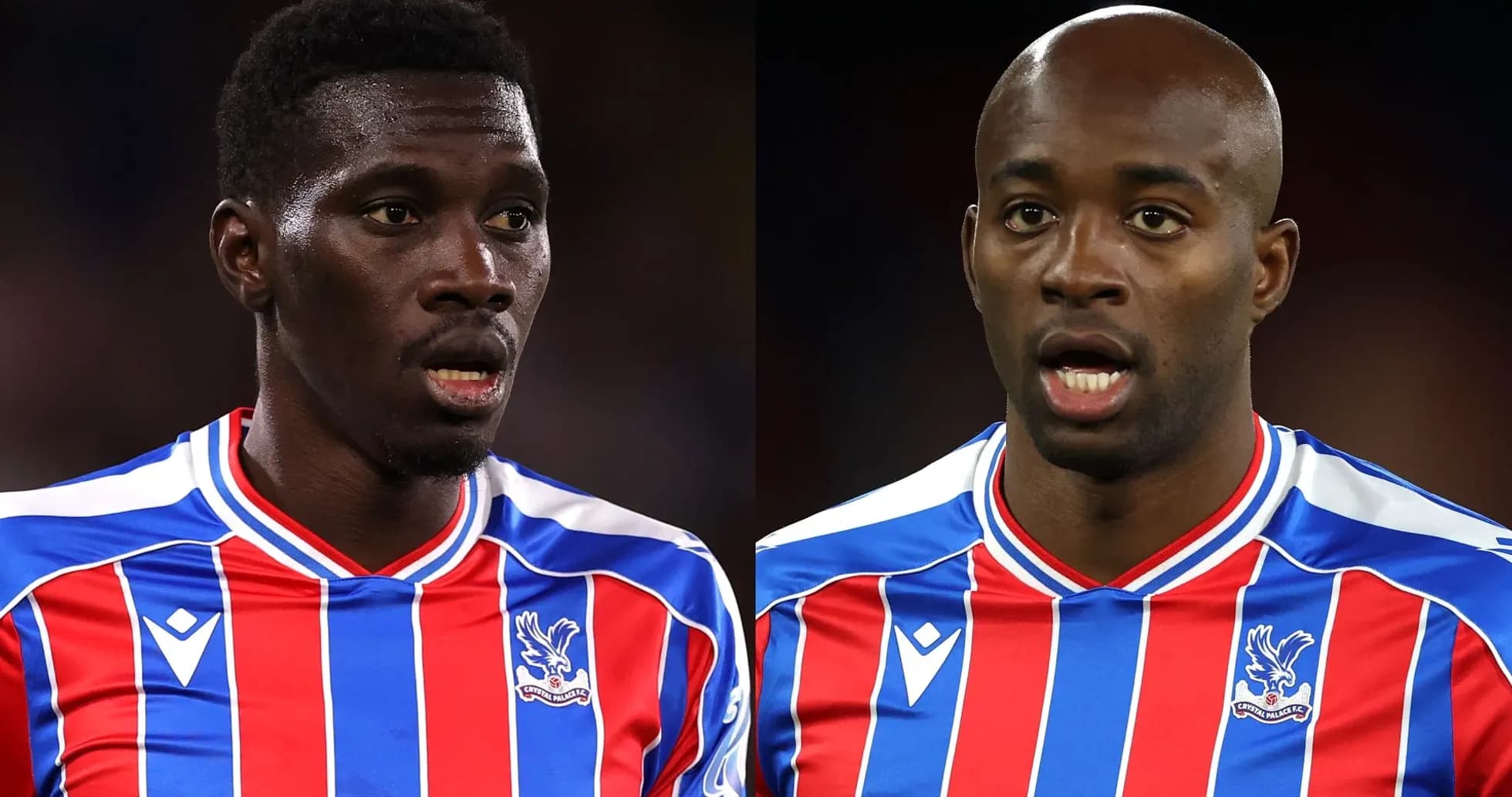 Two Crystal Palace players in match jerseys Two Crystal Palace players in match jerseys