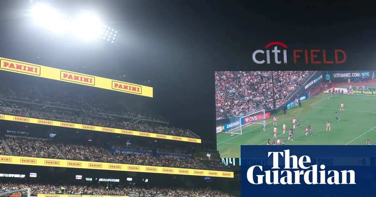 Soccer match at Citi Field with large crowd Soccer match at Citi Field with large crowd