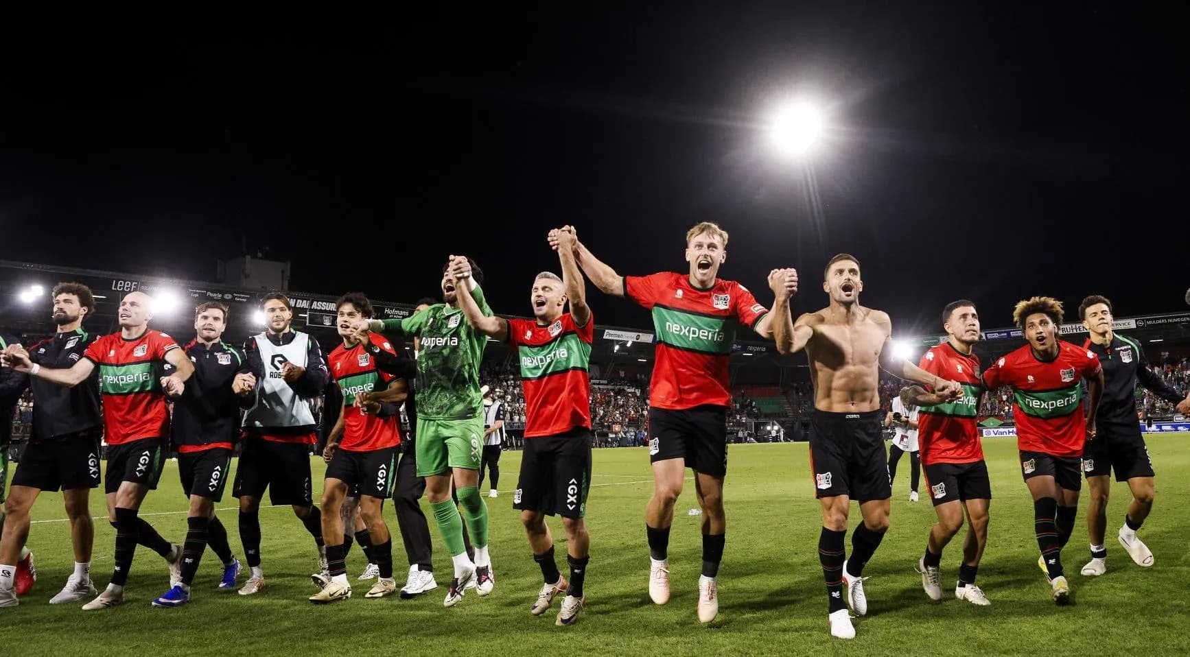 NEC Nijmegen players celebrating victory NEC Nijmegen players celebrating victory