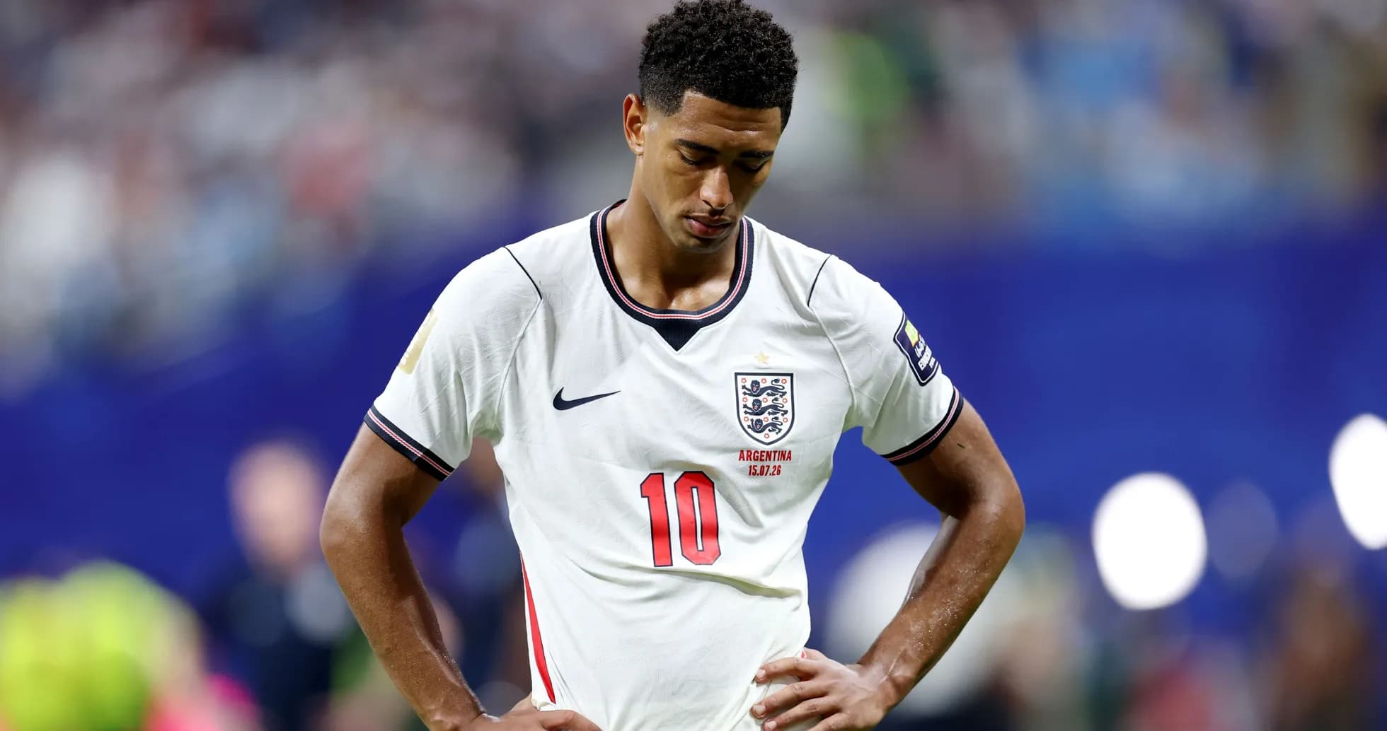 England player looking down during match England player looking down during match