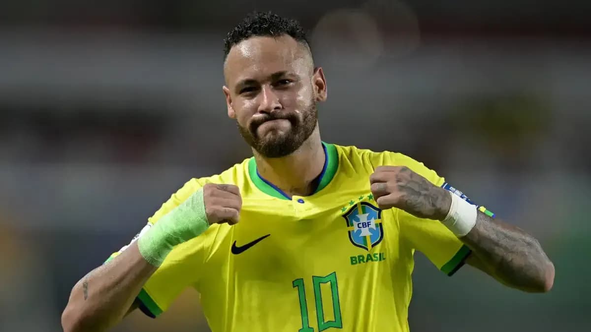 Neymar celebrating in Brazil jersey Neymar celebrating in Brazil jersey