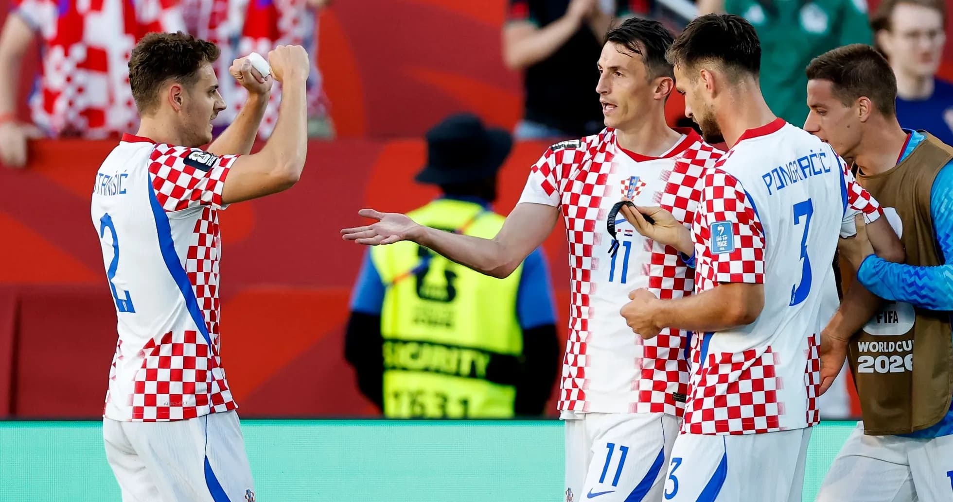 Croatian players celebrating during a match Croatian players celebrating during a match