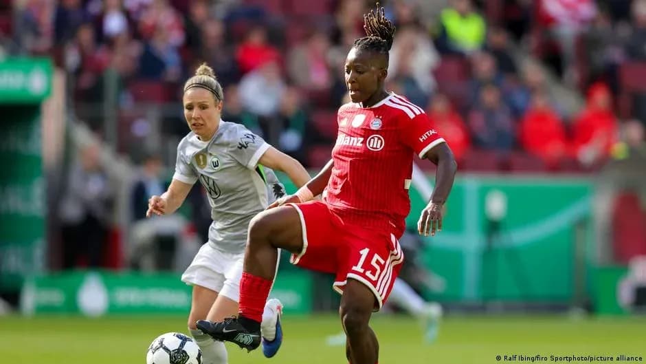 Player from Bayern Munich controlling the ball during match Player from Bayern Munich controlling the ball during match
