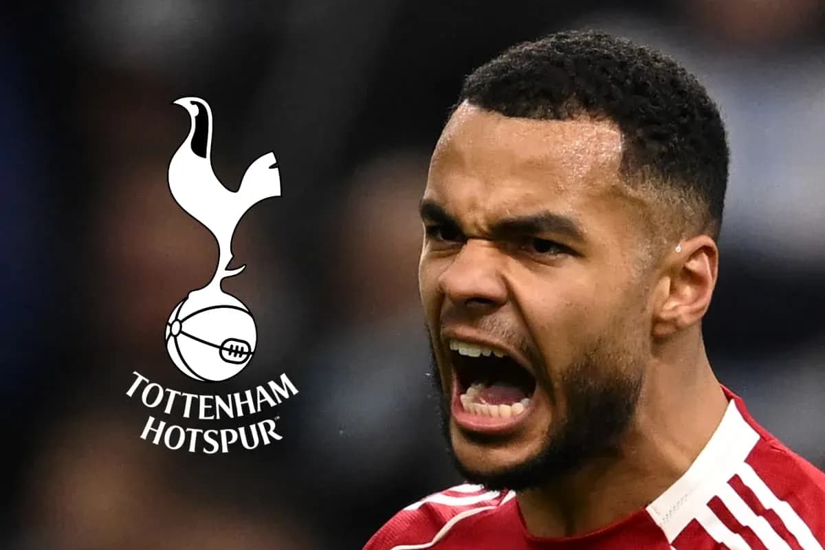 Player celebrating passionately with Tottenham Hotspur logo Player celebrating passionately with Tottenham Hotspur logo